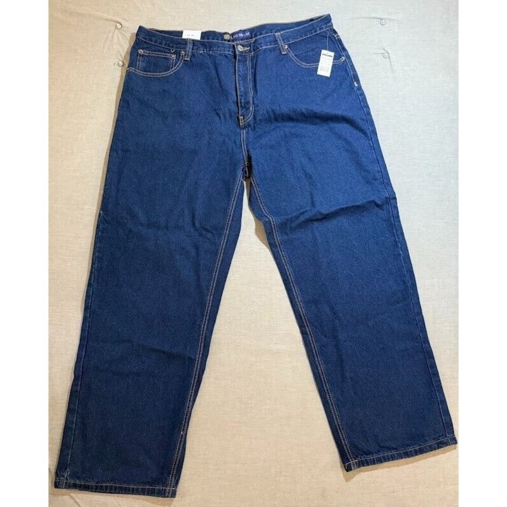 Eddie Domani Relax Fit Jeans Mens Blue Denim Straight Basic Pocketed Men‎ 42X30.